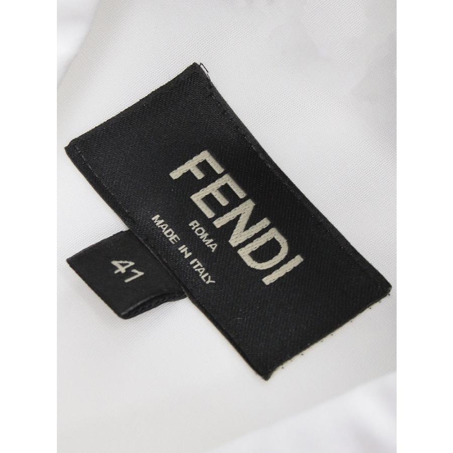 フェンディ シャツ メンズ FENDI ロゴ 無地 ジップポケット 長袖 シャツ コットン FDFS1098AN08の画像