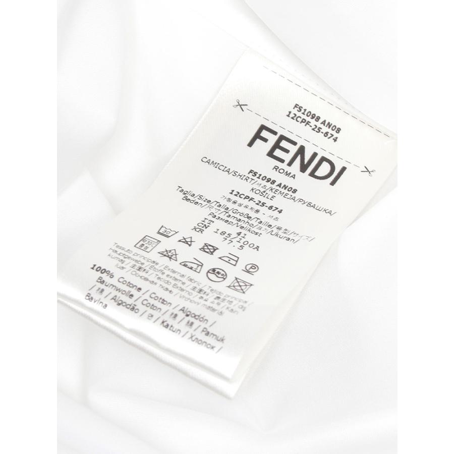 フェンディ シャツ メンズ FENDI ロゴ 無地 ジップポケット 長袖 シャツ コットン FDFS1098AN08の画像