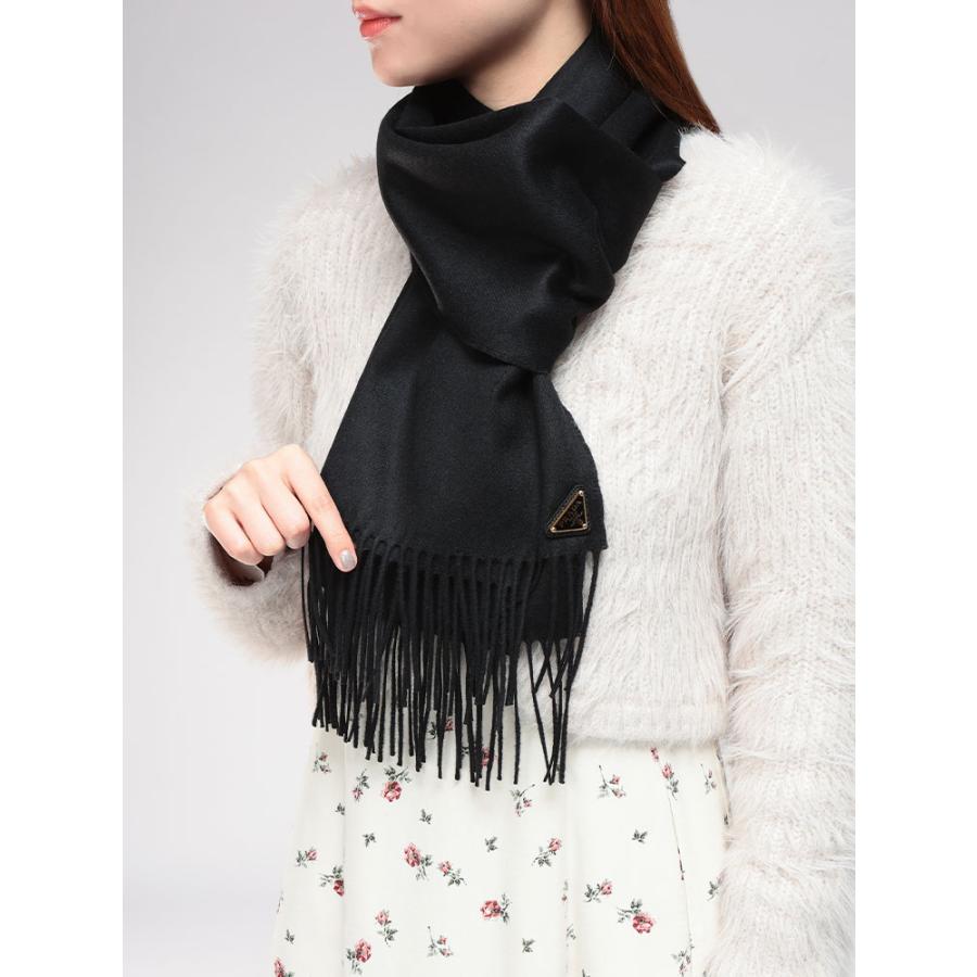 プラダ　マフラー　PRADA ユニセックス PRADA プラダ マフラー メンズ トライアングルロゴ カシミヤ混 ワン