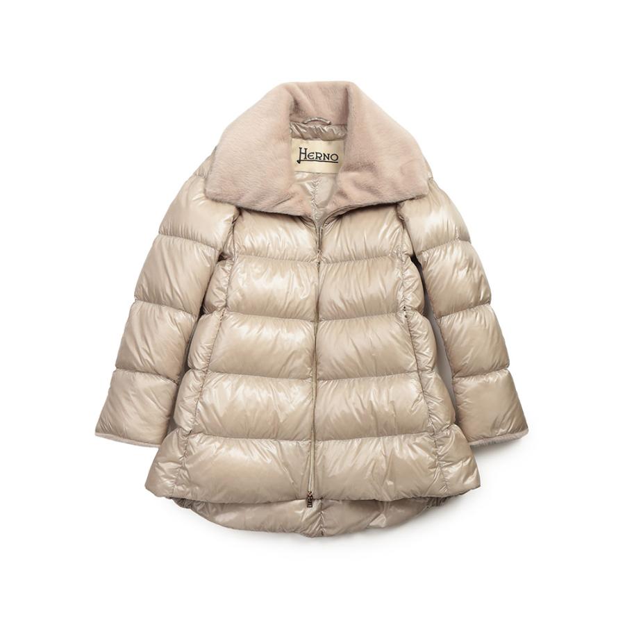 【訳あり】ヘルノ　ウルトラライト　ダウンジャケット　コート　ロング　Aライン HERNO（ヘルノ） ダウン ブルゾン レディース ロゴ ナイロンウルトラ