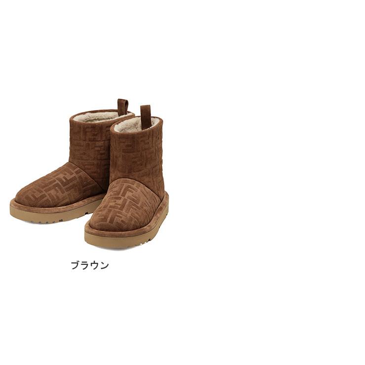 FENDI ムートンブーツ Fendi Black Leather Zucca Coated Canvas T-Rex Shearling Boots Size
