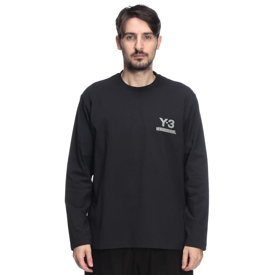 ワイスリー Y-3 Tシャツ カットソー フロッキーロゴ 長袖 無地 L 青 Y-3 ワイスリー ロンT メンズ ネイバーフッド NEIGHBORHOOD コラボ
