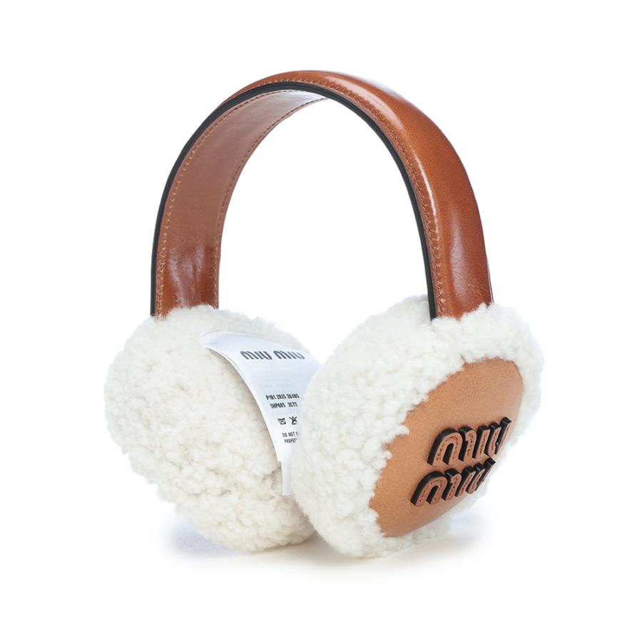 miumiu イヤーマフ 耳あて miu miu（ミュウミュウ） イヤーマフ レディース ロゴ レザー ボア