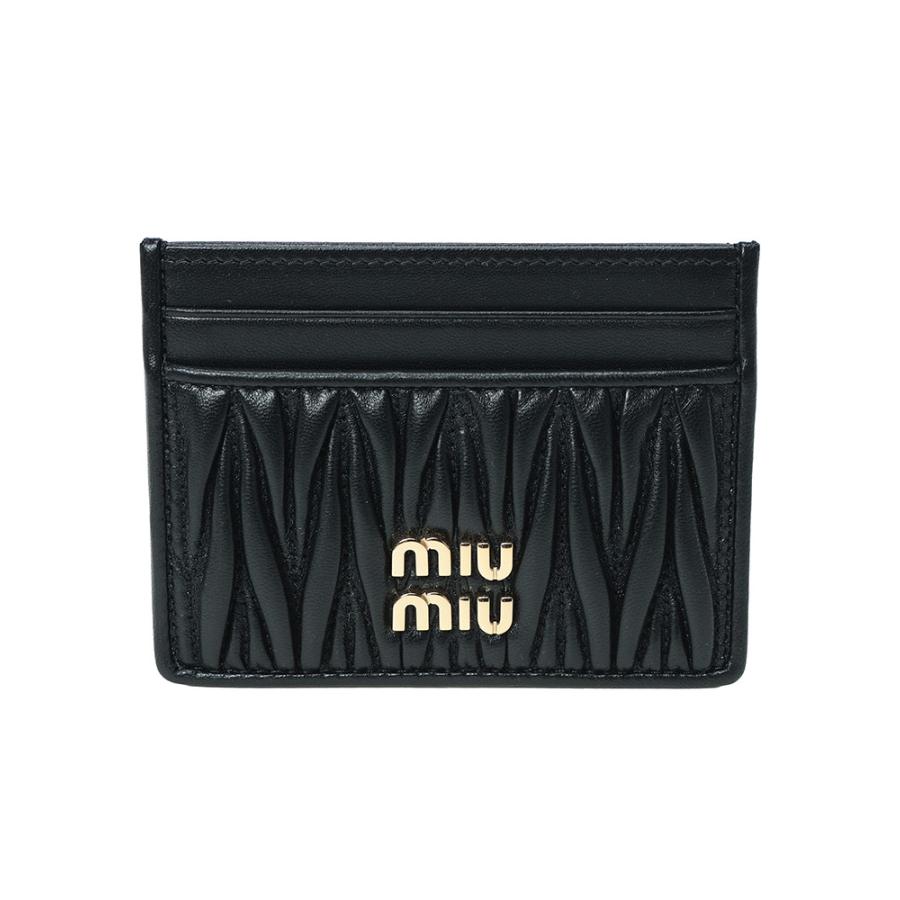 miu miu ブラックレザーケース miu miu（ミュウミュウ） カードケース レディース レザー マテラッセ