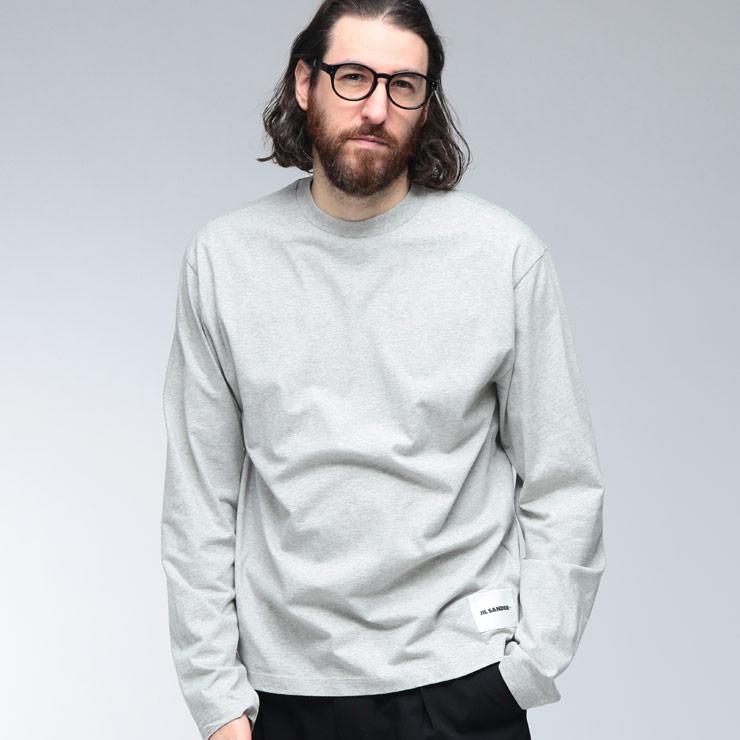 JIL SANDER（ジルサンダー） ロンT メンズ ロゴ タグ クルーネック
