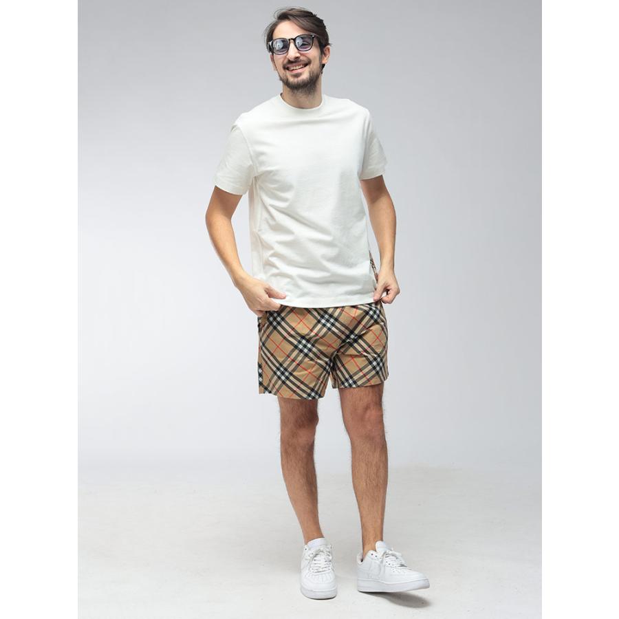 バーバリー メンズ Tシャツ 半袖 BURBERRY ロゴ チェック ラベル クルーネックTシャツ BB81022541 ブランド トップス ホワイトの画像