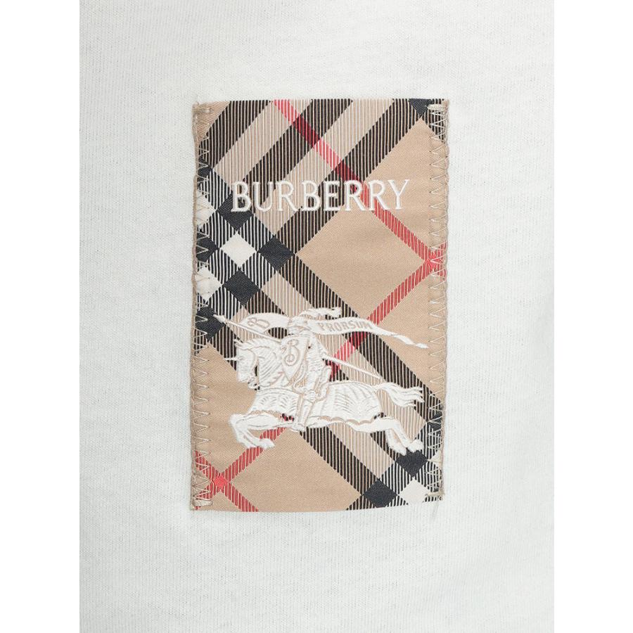 バーバリー メンズ Tシャツ 半袖 BURBERRY ロゴ チェック ラベル クルーネックTシャツ BB81022541 ブランド トップス ホワイトの画像