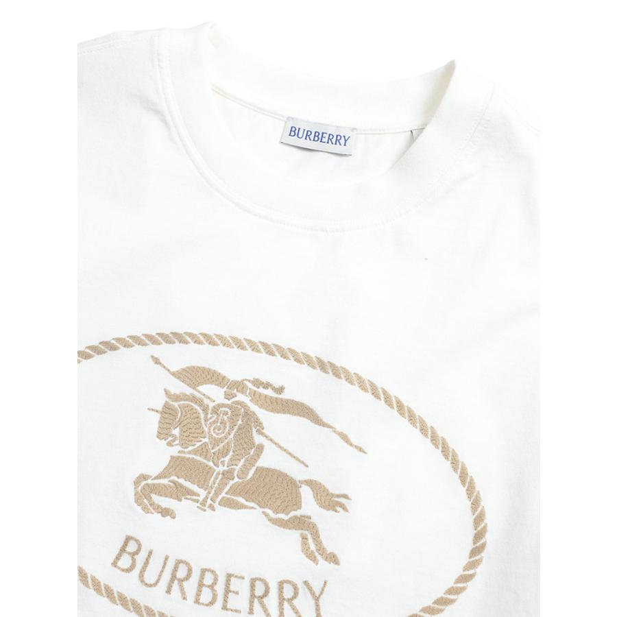 バーバリー レディース Tシャツ 半袖 BURBERRY ロゴ 刺繍 ナイトスタンプ クルーネック Tシャツ BBL81098171 ブランド トップス ホワイトの画像