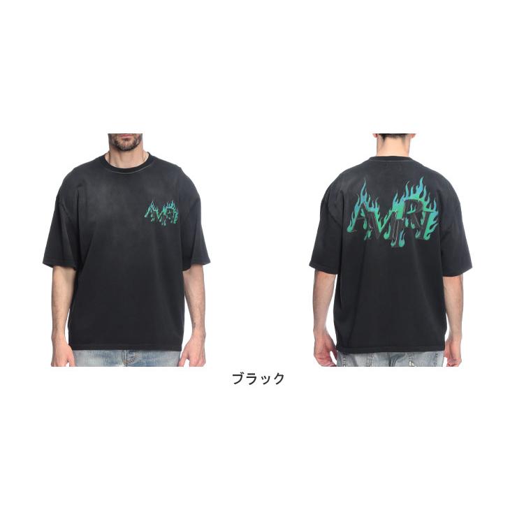 アミリ メンズ Tシャツ 半袖 AMIRI ロゴ バックビッグロゴ クルーネック Tシャツ カットソー FLAME AIAMTOJR1115 ブランド トップス ブラックの画像