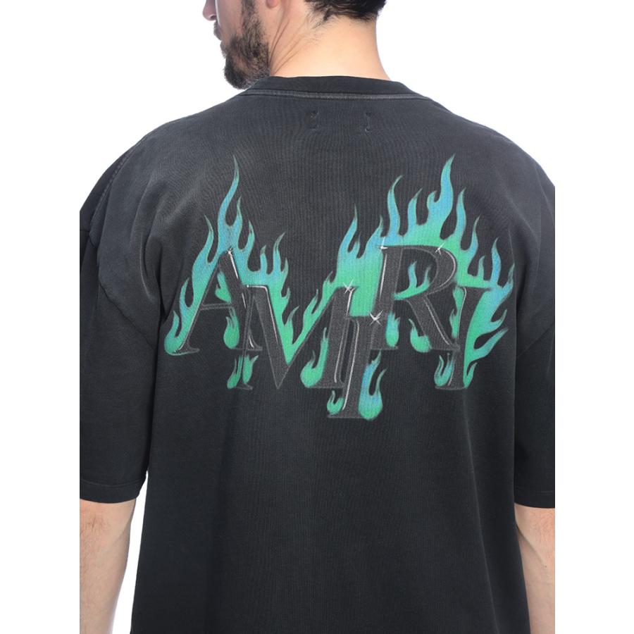 アミリ メンズ Tシャツ 半袖 AMIRI ロゴ バックビッグロゴ クルーネック Tシャツ カットソー FLAME AIAMTOJR1115 ブランド トップス ブラックの画像