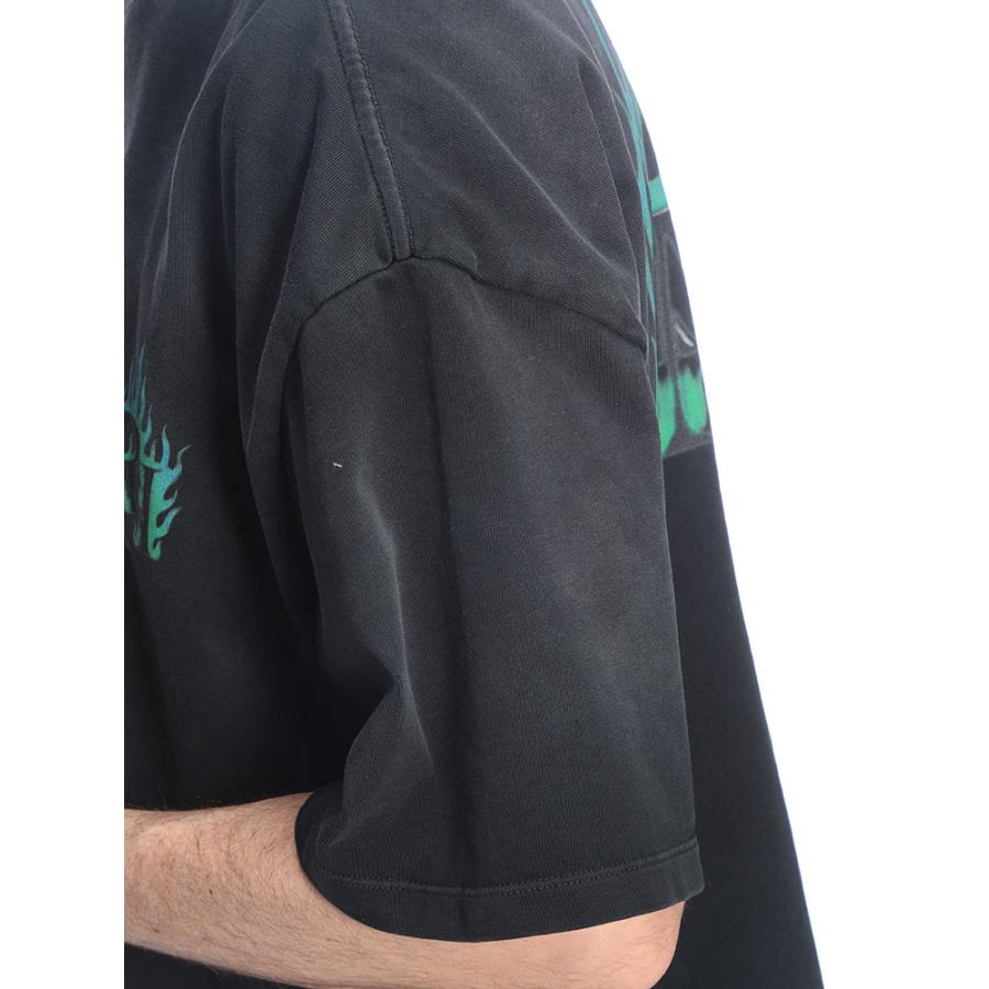 アミリ メンズ Tシャツ 半袖 AMIRI ロゴ バックビッグロゴ クルーネック Tシャツ カットソー FLAME AIAMTOJR1115 ブランド トップス ブラックの画像