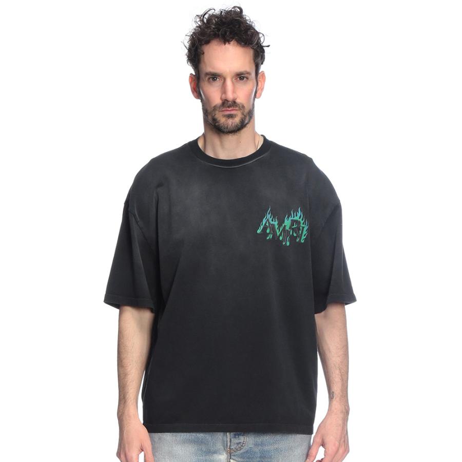 アミリ メンズ Tシャツ 半袖 AMIRI ロゴ バックビッグロゴ クルーネック Tシャツ カットソー FLAME AIAMTOJR1115 ブランド トップス ブラックの画像