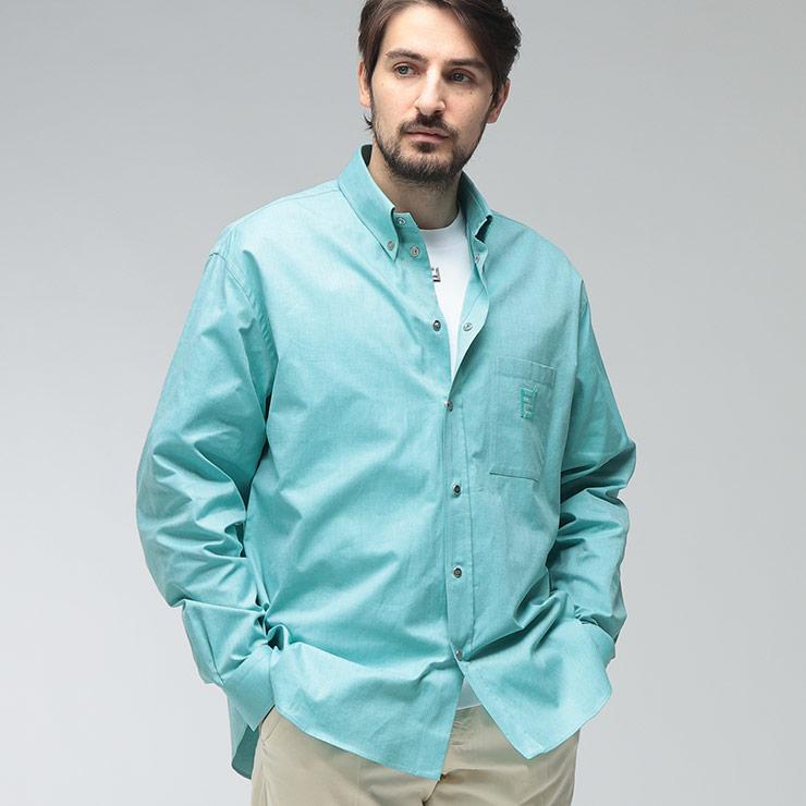 FENDI（フェンディ） メンズ シャツ 長袖 胸ロゴ ポケット ボタン