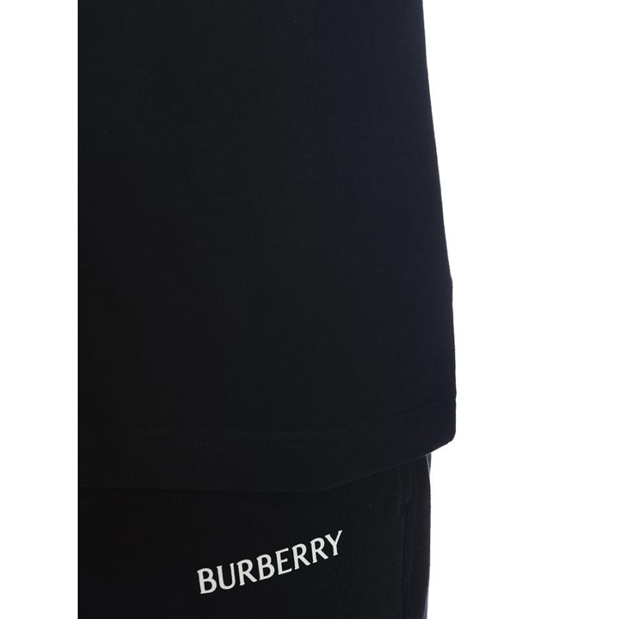バーバリー メンズ Tシャツ 半袖 BURBERRY ロゴプリント チェック エクストリアンナイト クルーネック Tシャツ BB81190131 ブランド トップス ブラックの画像