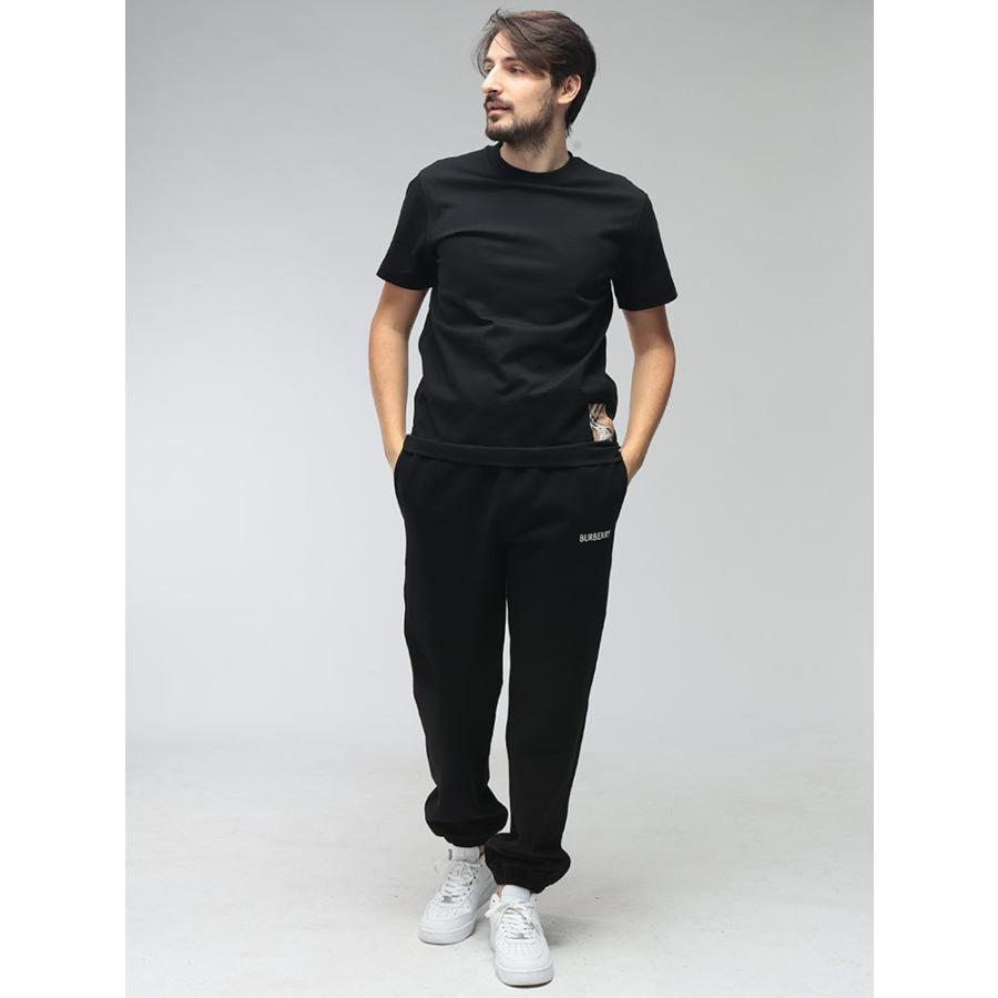 バーバリー メンズ Tシャツ 半袖 BURBERRY ロゴ チェック ラベル クルーネックTシャツ BB81048891 ブランド トップス ブラックの画像