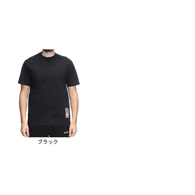 バーバリー メンズ Tシャツ 半袖 BURBERRY ロゴ チェック ラベル クルーネックTシャツ BB81048891 ブランド トップス ブラックの画像