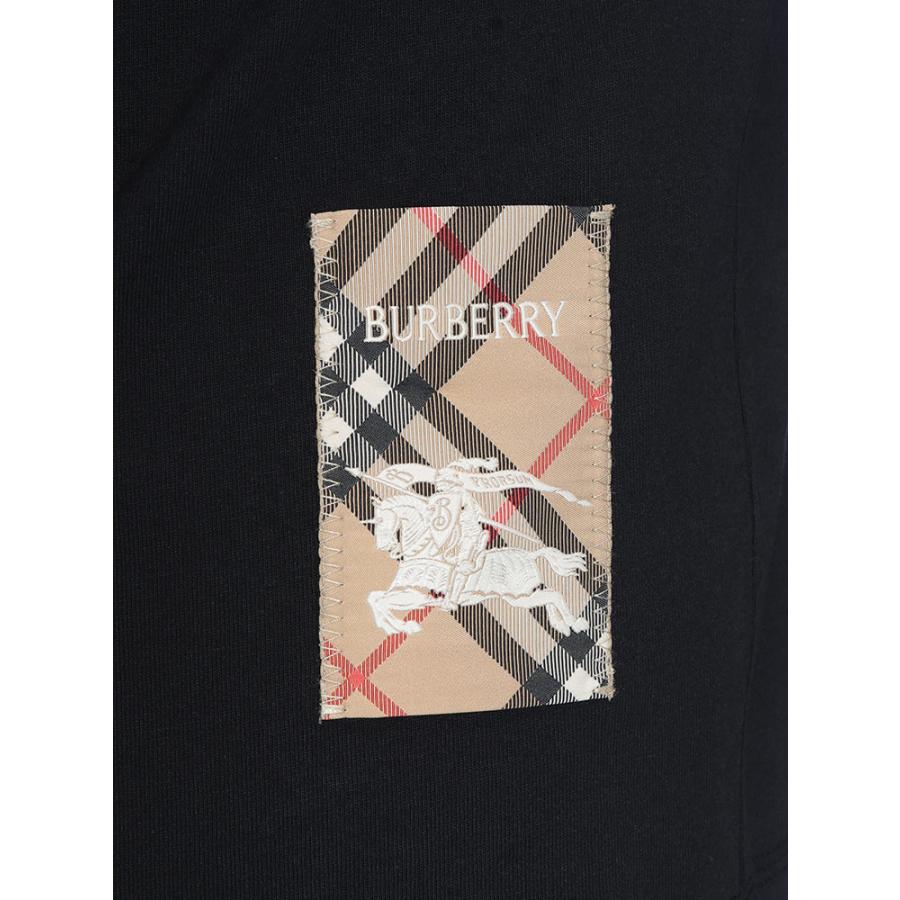 バーバリー メンズ Tシャツ 半袖 BURBERRY ロゴ チェック ラベル クルーネックTシャツ BB81048891 ブランド トップス ブラックの画像