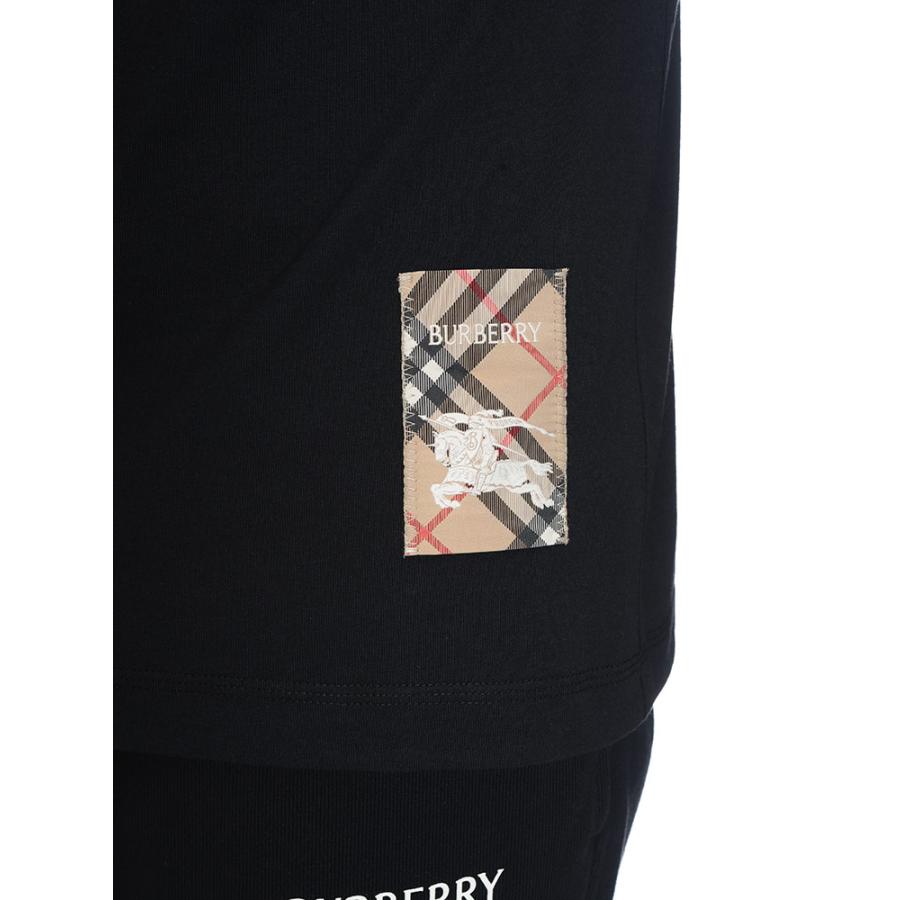バーバリー メンズ Tシャツ 半袖 BURBERRY ロゴ チェック ラベル クルーネックTシャツ BB81048891 ブランド トップス ブラックの画像