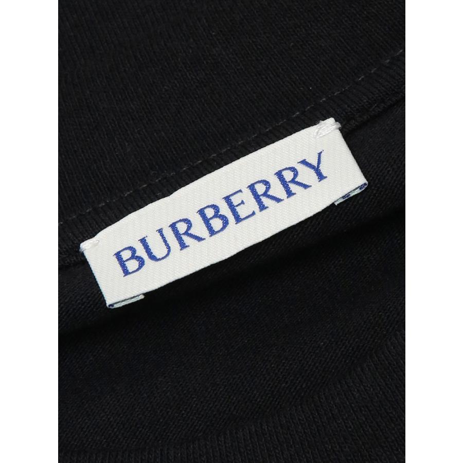 バーバリー メンズ Tシャツ 半袖 BURBERRY ロゴ チェック ラベル クルーネックTシャツ BB81048891 ブランド トップス ブラックの画像