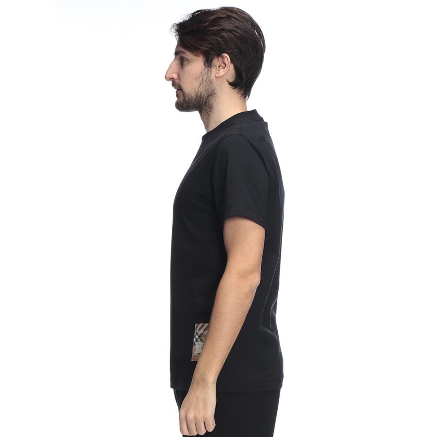 バーバリー メンズ Tシャツ 半袖 BURBERRY ロゴ チェック ラベル クルーネックTシャツ BB81048891 ブランド トップス ブラックの画像