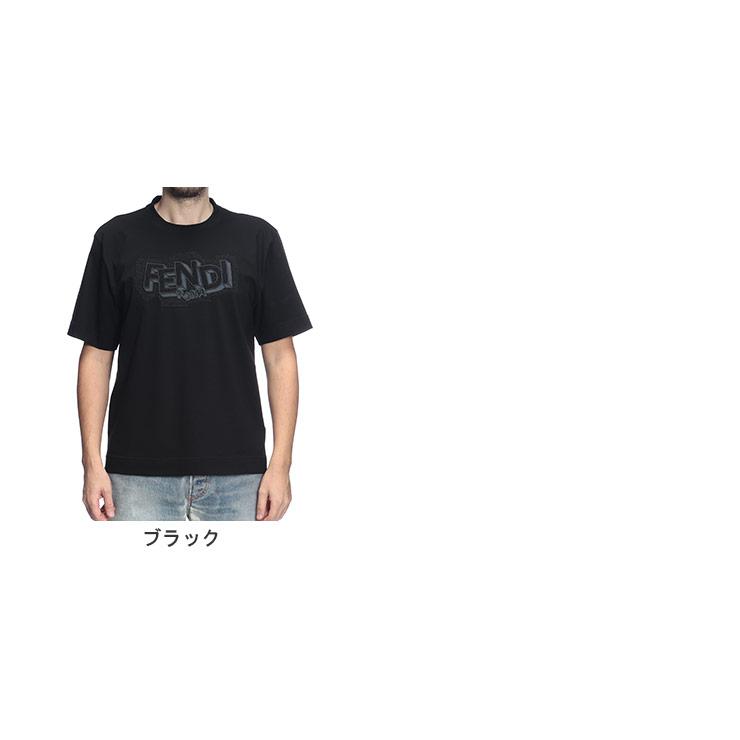 FENDI（フェンディ） メンズ Tシャツ 半袖 ロゴ 刺繍 クルーネック