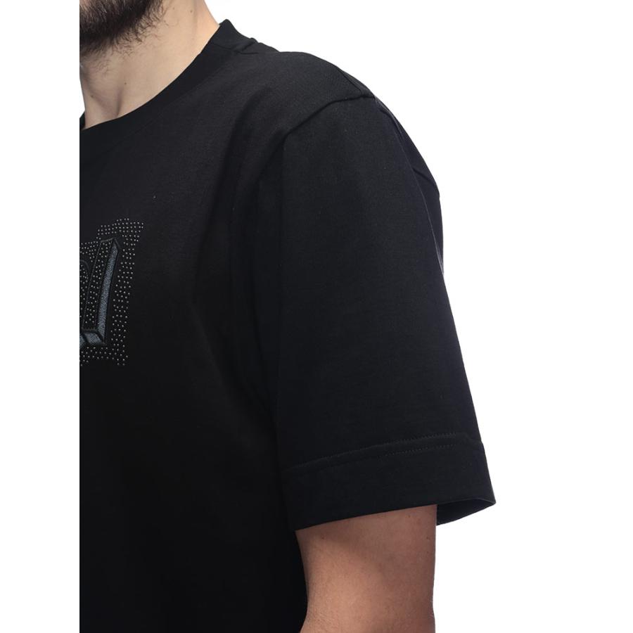 フェンディ メンズ Tシャツ 半袖 FENDI ロゴ 刺繍 クルーネック コットン Tシャツ FDFY0936AW0W ブランド トップス ブラックの画像