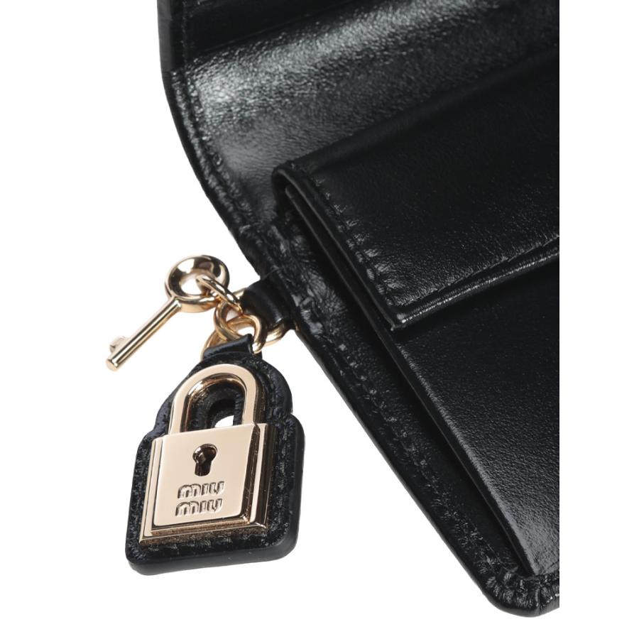 ミュウミュウ レディース 財布 MIU MIU ロゴ レザー ロックチャーム 二つ折り財布 ミニ財布 MIU5MV20421IGA ブランド ウォレット プレゼント ギフトの画像