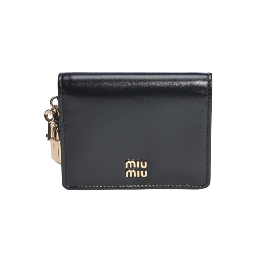 ミュウミュウ レディース 財布 MIU MIU ロゴ レザー ロックチャーム 二つ折り財布 ミニ財布 MIU5MV20421IGA ブランド ウォレット プレゼント ギフトの画像