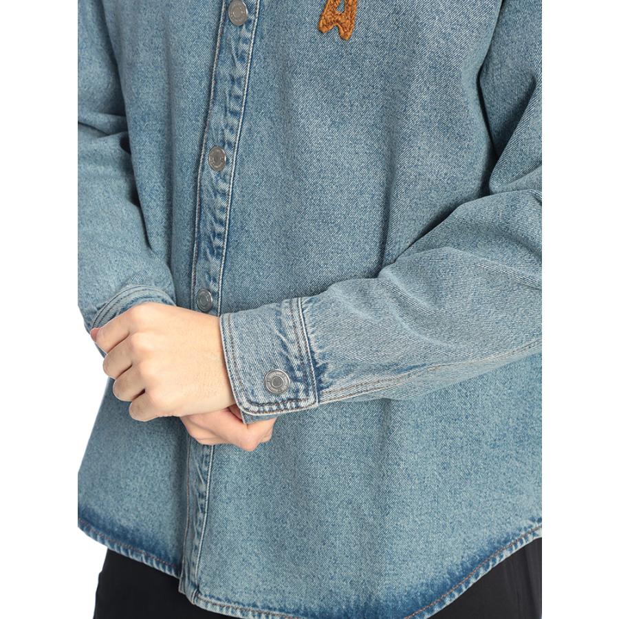 アミパリス AMI PARIS メンズ デニムジャケット 胸ロゴ ウォッシュドデニム シャツジャケット AMUJK897DE0046 ブランド アウター Gジャン 春の画像