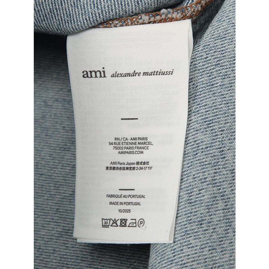 アミパリス AMI PARIS メンズ デニムジャケット 胸ロゴ ウォッシュドデニム シャツジャケット AMUJK897DE0046 ブランド アウター Gジャン 春の画像