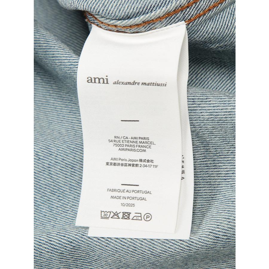 アミパリス AMI PARIS メンズ デニムシャツ 長袖 胸ロゴ ライトウォッシュ ボタンダウン デニム AMUSH786DE0056 ブランド トップス カジュアルシャツ 春の画像