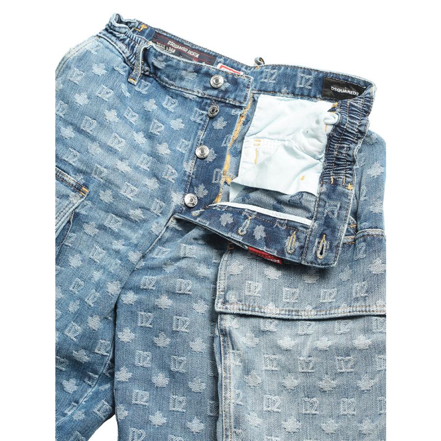 (598）DSQUARED2 ディースクエアード デニム パンツ 総柄 文字 DSQUARED2（ディースクエアード） メンズ ショートパンツ 総柄ロゴ