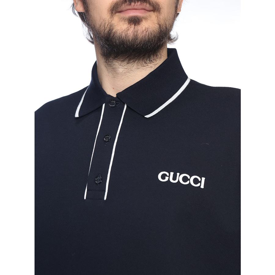 グッチ GUCCI メンズ ポロシャツ 半袖 胸ロゴ ライン シャツ GC806250XJHH6 ブランド トップス ポロ 春 夏の画像