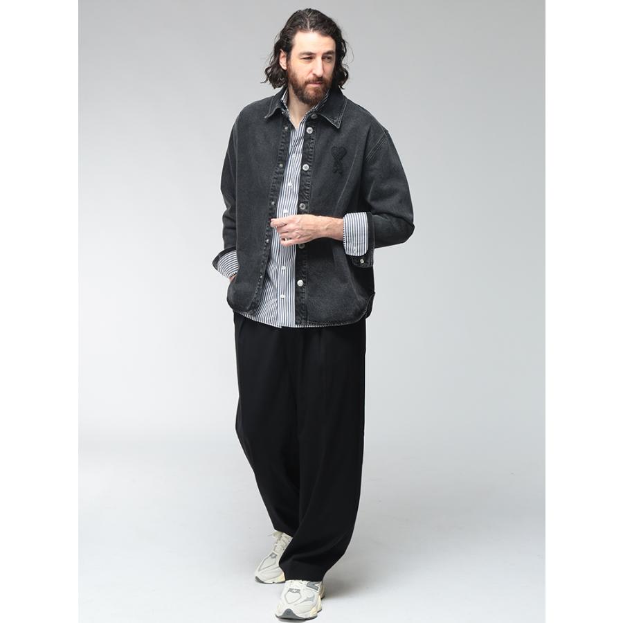 アミパリス AMI PARIS メンズ デニムシャツ ジャケット AMUJK897DE0124デニムシャツ ブルゾン スナップボタン ウォッシュ加工 ブランド アウターの画像