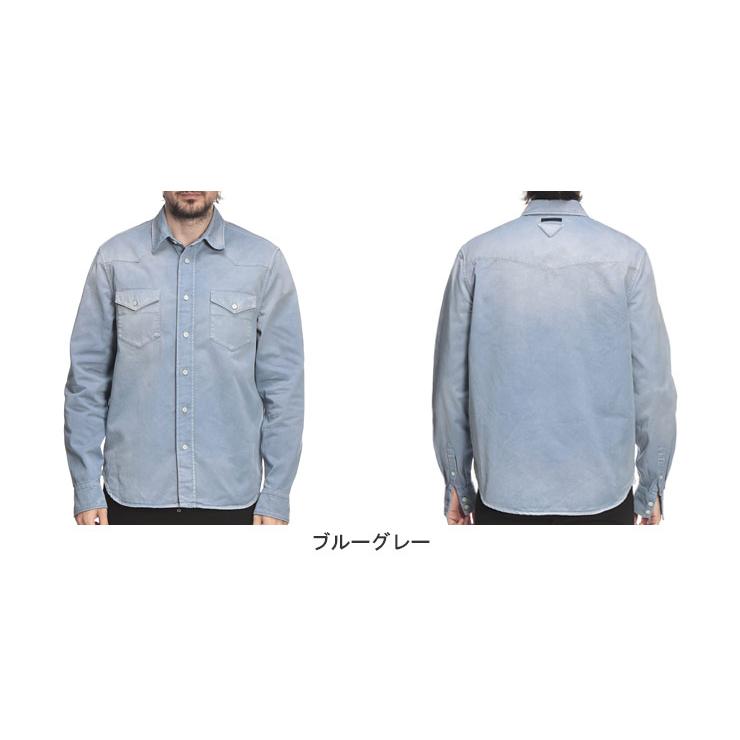 プラダ PRADA メンズ シャツ 長袖 PRGEC11518PFウォッシュ加工 フラップポケット ギャバジン カジュアルシャツ ブランド トップス ポケットの画像