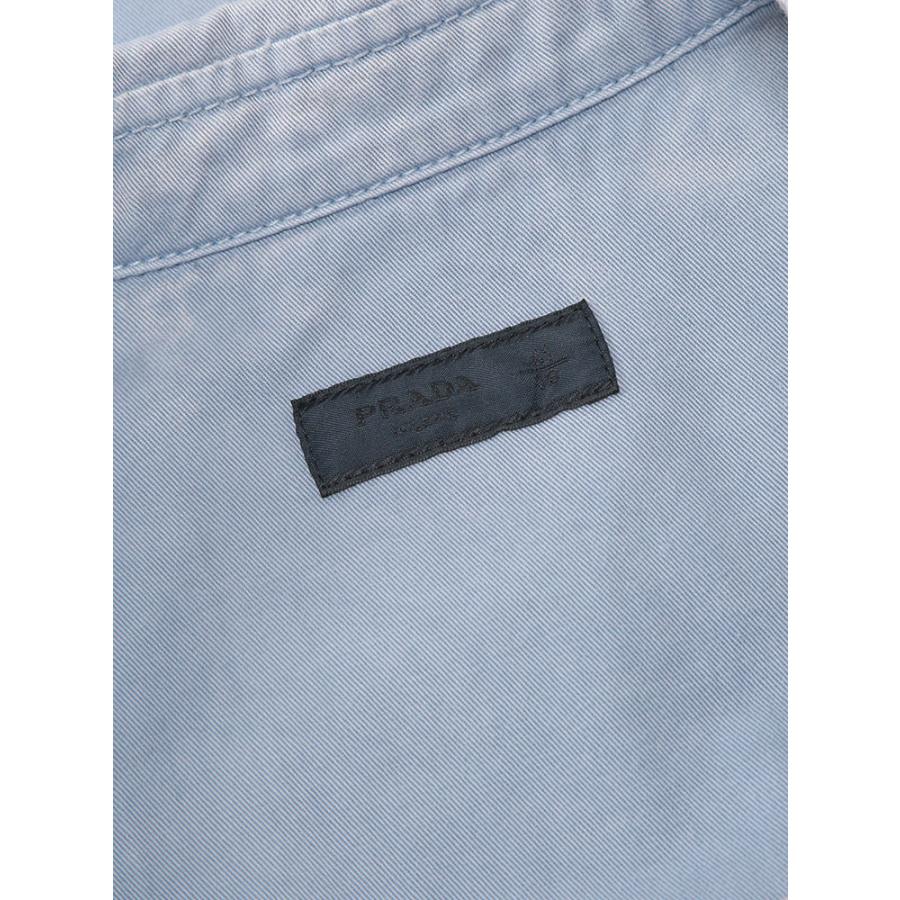 プラダ PRADA メンズ シャツ 長袖 PRGEC11518PFウォッシュ加工 フラップポケット ギャバジン カジュアルシャツ ブランド トップス ポケットの画像