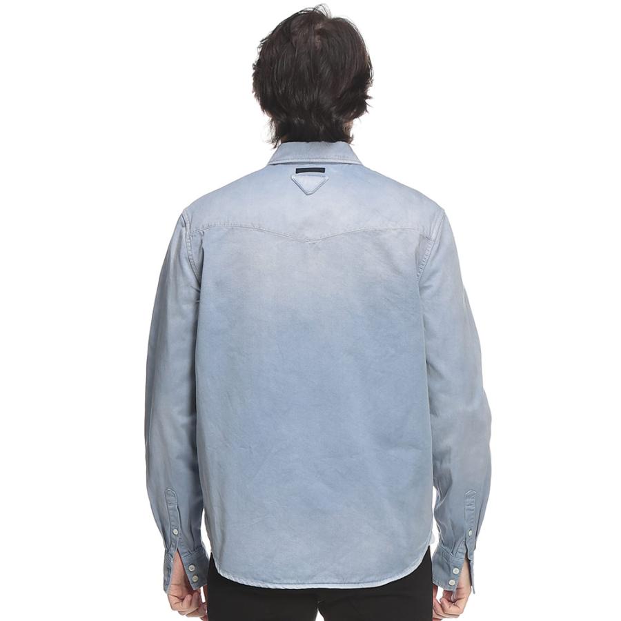 プラダ PRADA メンズ シャツ 長袖 PRGEC11518PFウォッシュ加工 フラップポケット ギャバジン カジュアルシャツ ブランド トップス ポケットの画像