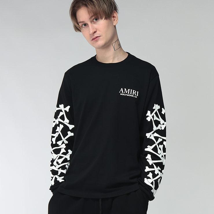 AMIRI（アミリ） メンズ Tシャツ 長袖 ボーンプリント クルーネック