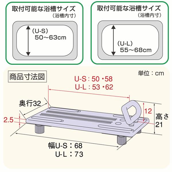 アロン化成 安寿 バスボード U−L【介護用 風呂椅子 入浴 介護 浴槽