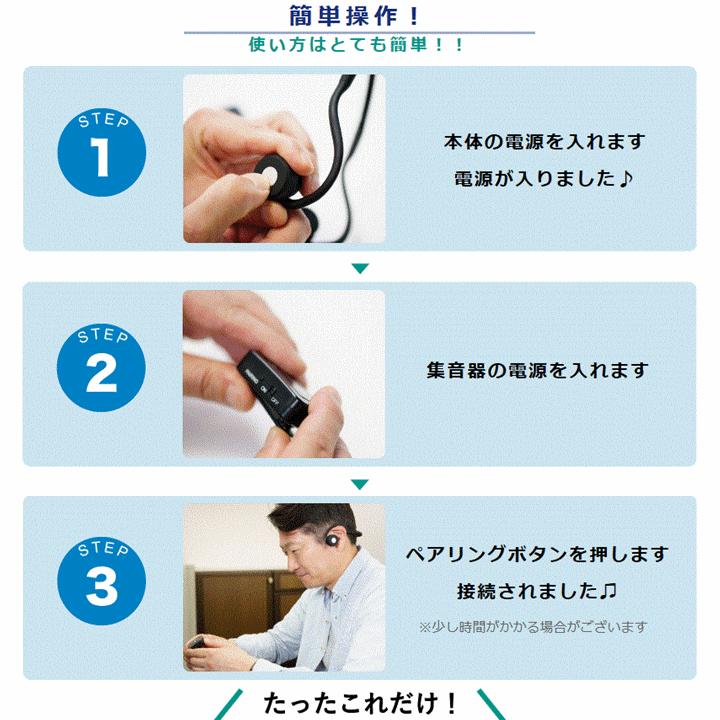 集音器付 骨伝導ワイヤレスヘッドホン DenDen(デンデン)2個セット