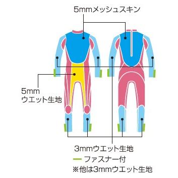 AQA：真冬用ラバーフルスーツタイプ／キッズ・子供用ウエットスーツ120〜160サイズ｜zenithgaragesurfplus｜02