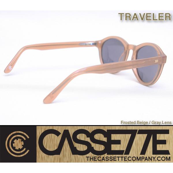 CASSETTE CR-39レンズ アセテートフレーム：TRAVELER 404 [Frosted Beibe/Gray Lens] 抜群のフィット感 サングラス トラベラー スプリングヒンジ｜zenithgaragesurfplus｜04