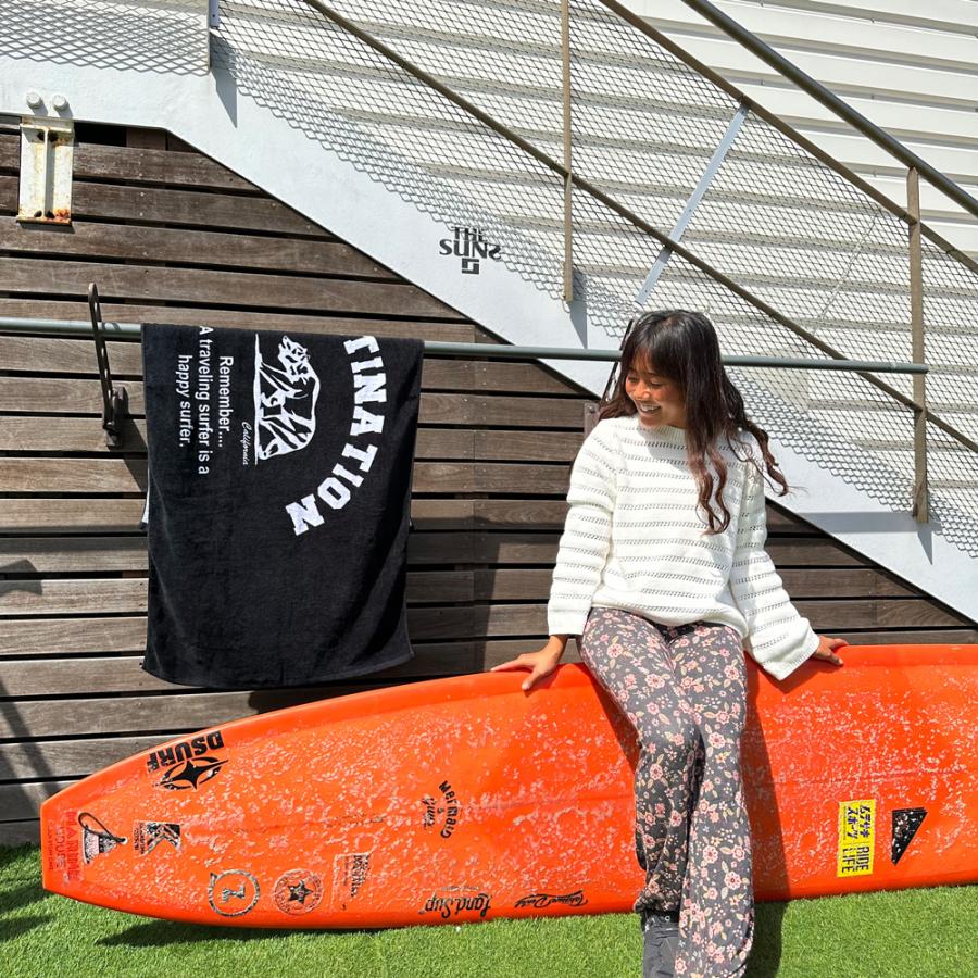 DESTINATION：ビーチタオル カリフォルニア州旗デザイン 砂がつき