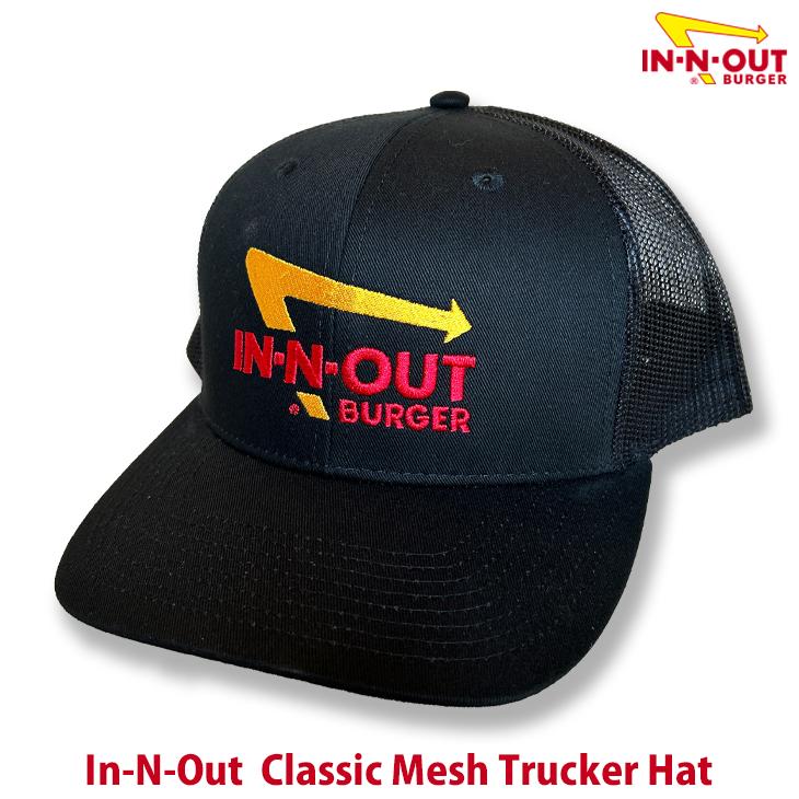 IN-N-OUT BURGER：US直輸入 Classic Mesh Trucker Hat California ブラック トラッカーキャップ イネナウト ハンバーガー キャップ | 