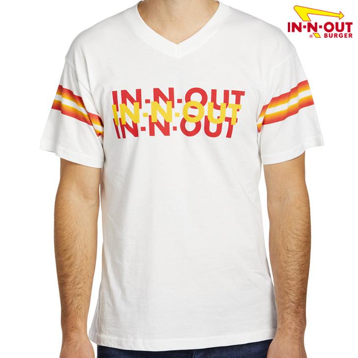 IN-N-OUT BURGER：US直輸入 VINTAGE FOOTBALL TEE 半袖 ホワイト ヴィンテージフットボールティー ロゴTee イネナウトバーガー Tシャツ | 