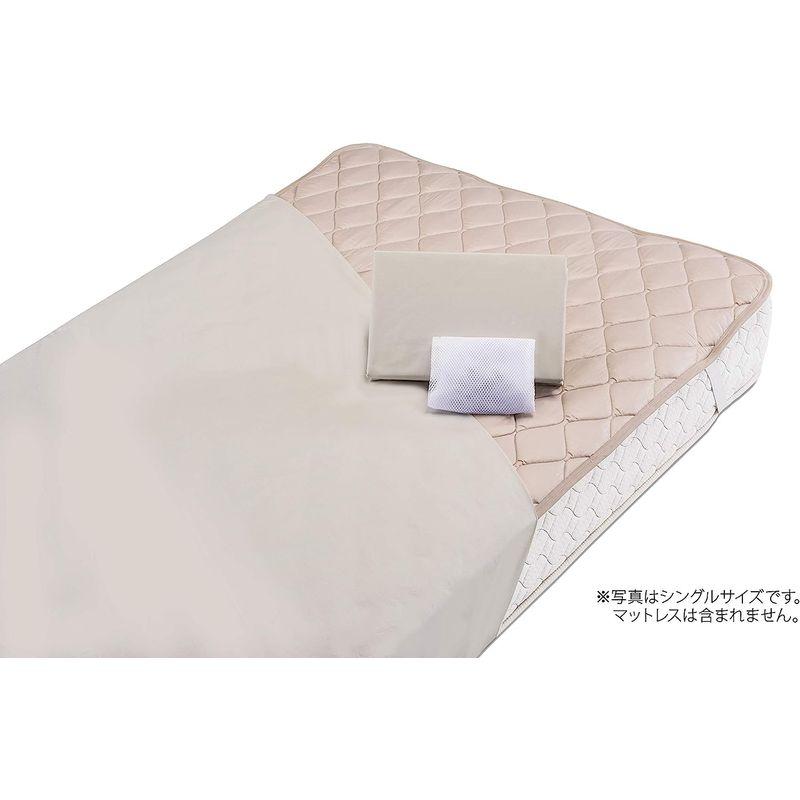 フランスベッド正規品 寝装品3点パック(ベッドパッド1枚・マットレスカバー2枚) マットレスカバー色:ベージュ セミシングルショートサイズ