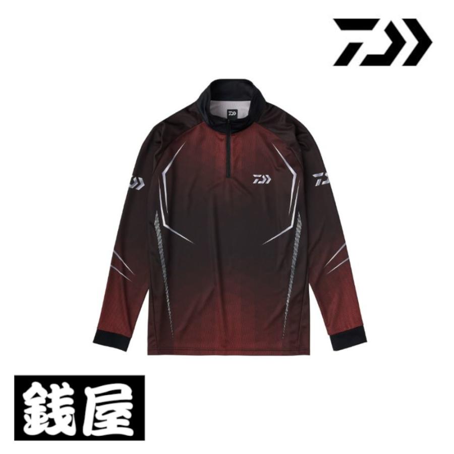 ダイワ ウェア DE-7525 ロングスリーブハーフジップシャツ レッド 2XL ダイワ DE-7525 ロングスリーブハーフジップシャツ レッド 2XL