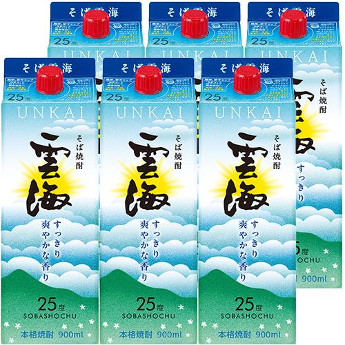 雲海酒造 そば焼酎 雲海 900ml スリムパック 25度 900ml×6本 1ケース u