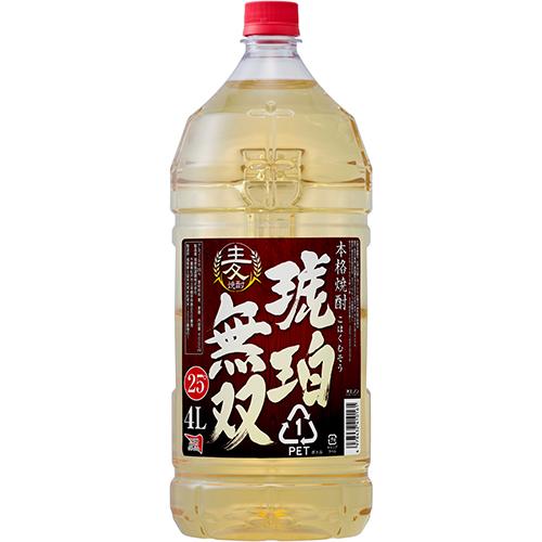 福徳長酒類 麦焼酎 琥珀無双 4Lペット 4000ml×4本 1ケース u-yu : 酒の