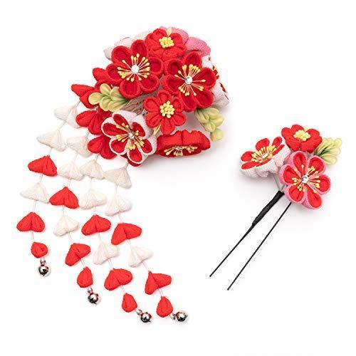 売れ筋日本 キョウエツ 髪飾り 花 つまみ細工 かんざし 2点セット 7w00 レディース 赤 入荷処理 Www Superavila Com